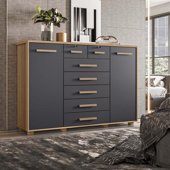 Imagem de Cômoda para Quarto com 7 Gavetas com corrediças telescópicas e 2 Portas
