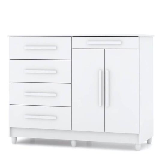 Imagem de Cômoda Para Quarto Com Sapateira 2 Portas 4 Gavetas Lírio V02 Branco - Mpozenato