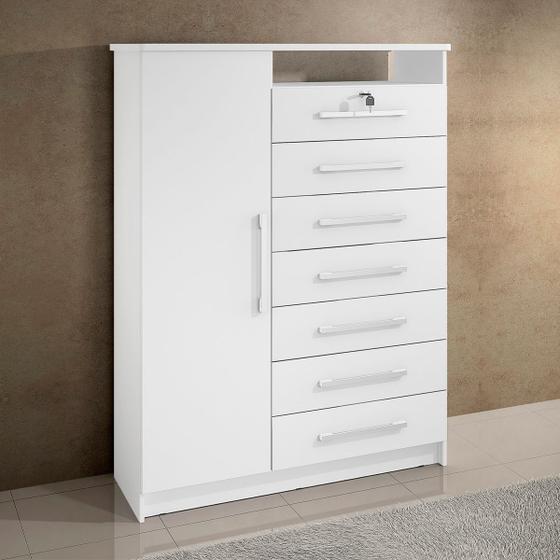 Imagem de Cômoda Para Quarto Com Sapateira e 7 Gavetas Branco