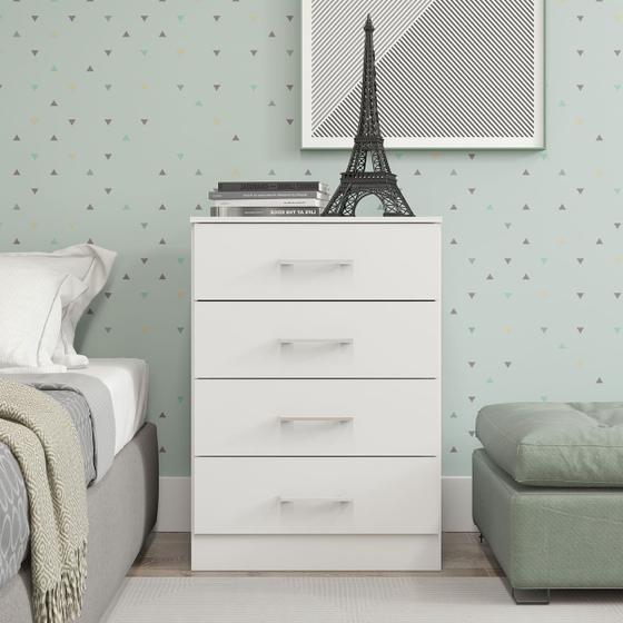 Imagem de Cômoda para Quarto de Bebê com 4 Gavetas MDP Branco