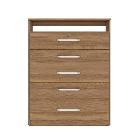 Imagem de Cômoda pequena 5 gavetas para quarto 86cm Triunfo 5090 Amêndola Touch Demóbile