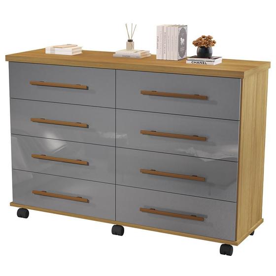 Cômoda Quarto Jade com 08 Gavetas e Rodízios Menor preço em Cômoda Quarto Jade com 08 Gavetas e Rodízios