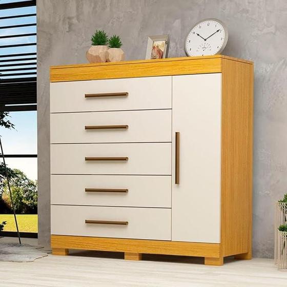 Imagem de Comoda rayane prime c/sapateira 100% mdf - nature/off white