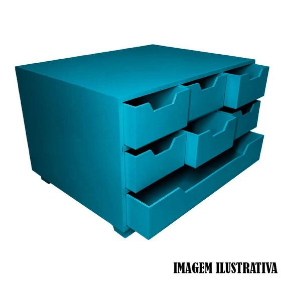 Imagem de Comoda Retangular Sulfite 7 Gavetas 33cm Mdf Madeira Pintado