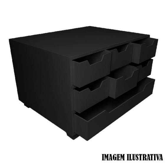 Imagem de Comoda Retangular Sulfite 7 Gavetas 33cm Mdf Madeira Pintado