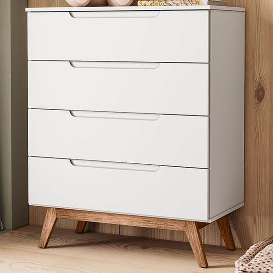 Imagem de Cômoda Retro Alpi 4 Gavetas Branco - Olivar Móveis