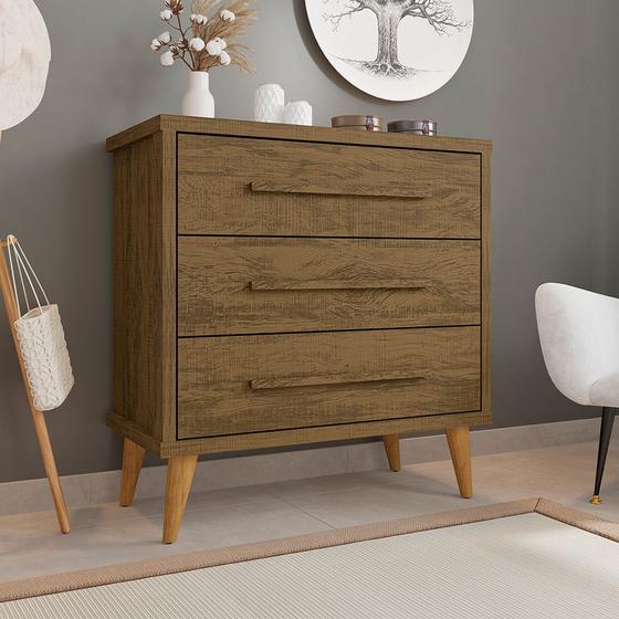 Imagem de Cômoda Retrô para Quarto 3 Gavetas Belvedere - Amêndoa