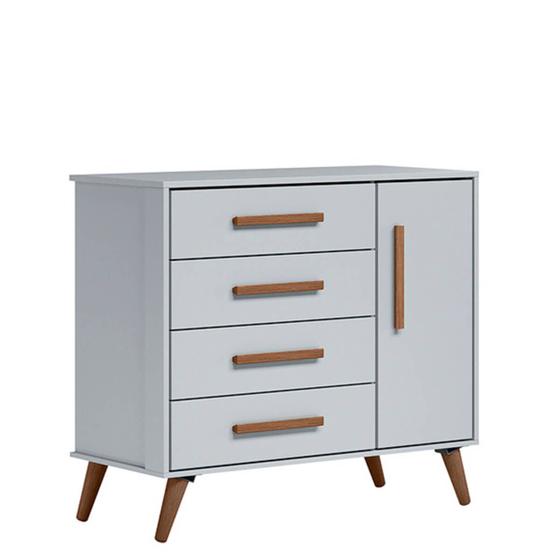 Imagem de Cômoda Sapateira 4 Gavetas e 1 Porta Retrô Q Charm -Cinza Acetinado - ÉdeCasaMóveis