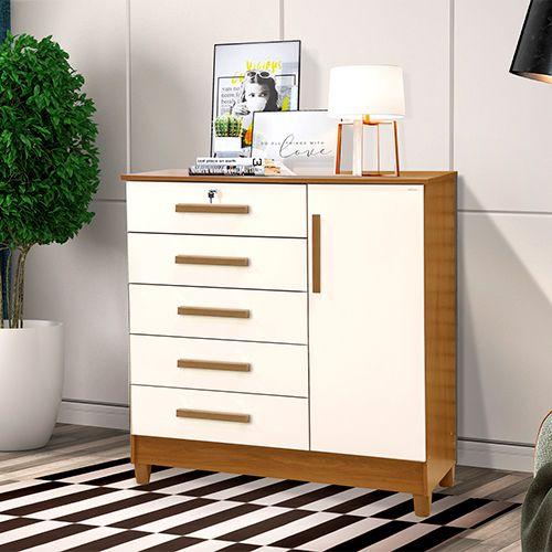 Cômoda Sapateira 5 Gavetas Mel/OffWhite Vitória Rud Rack - Alpoim ...