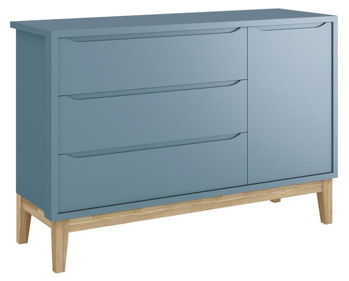 Imagem de Cômoda Sapateira Classic New Azul Fosco com Natural - Reller