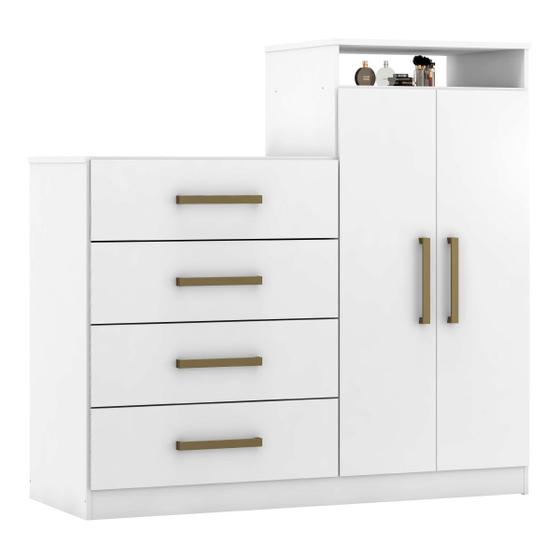 Imagem de Cômoda Sapateira com 2 Portas e 4 Gavetas Aurea Branco - Demóbile