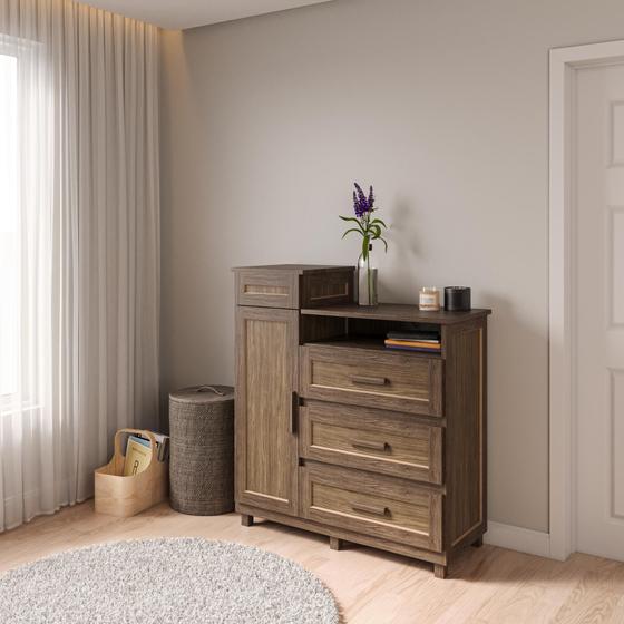Imagem de Cômoda Sapateira com Espelho 1 Porta 3 Gavetas e Porta Jóias Cuiabá