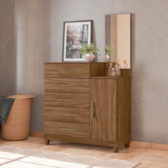 Cômoda Sapateira Com Espelho 5 Gavetas Lisboa Naturale - Moval - Cômoda ...
