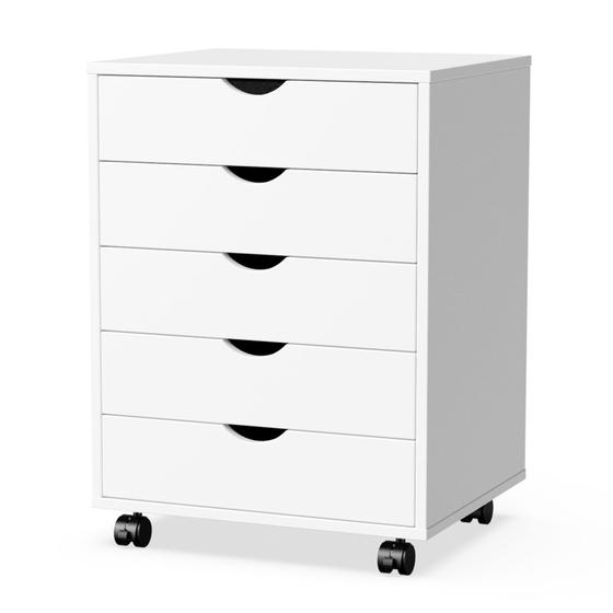 Imagem de Cômoda Simple Deluxe com 5 gavetas com rodas brancas