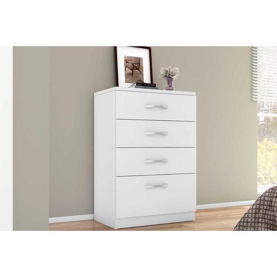 Imagem de Cômoda Solteiro Astral c/ 4 Gavetas Branco - Demóbile
