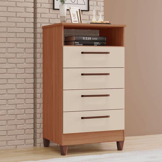 Imagem de Cômoda Star 4 Gavetas em MDF com Deck e Pés Tuboarte