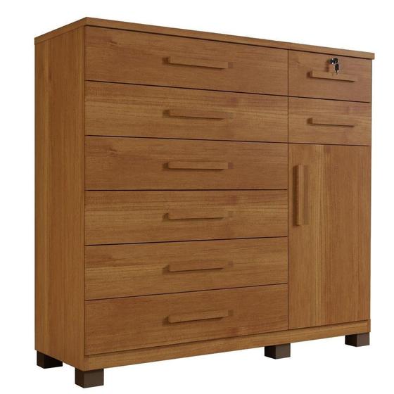Imagem de Cômoda Vitória 1 Porta 8 Gavetas com Chave Benetil Cinamomo