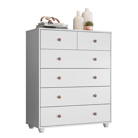 Cômoda Vittoria 6 Gavetas Branco Fosco Liso Menor preço em Cômoda Vittoria 6 Gavetas Branco Fosco Liso