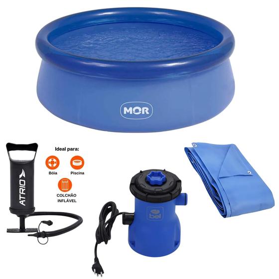 Imagem de COMP Piscina Inflável 4600 Litros Com Kit Reparo e Bomba de Ar para Inflar com Lona 4x4 Azul e Filtro 1.136 l/h 220v