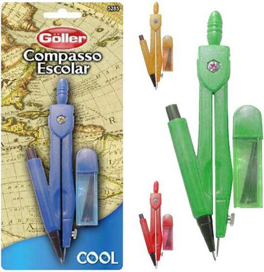 Imagem de Compasso escolar de plastico cool com refil colors na cartela - DAIWA/GOLLER
