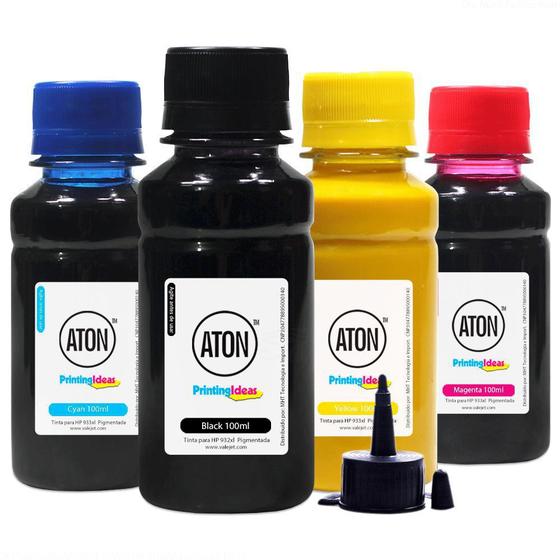 Imagem de Compatível: Kit 4 Tintas para Cartucho 932XL  933XL CMYK 100ml Pigmentada Aton