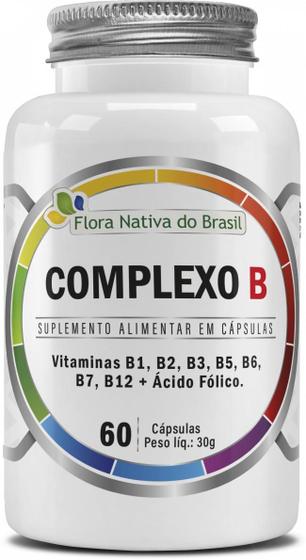 Imagem de COMPLEXO B Vitamina B1 a B12 500mg 60 Cápsulas - Suplemento Flora Nativa