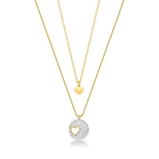 Imagem de Composé colar circulo cravejado com coração vazado e chocker coração liso 