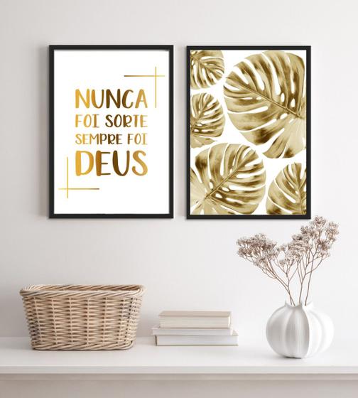 Imagem de Composição 2 Quadros Nunca Foi Sorte Sempre Foi Deus 45x34cm