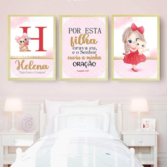 Imagem de Composição 3 Quadros Infantil Personalizado Borboletas