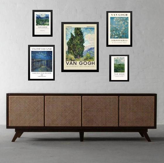 Imagem de Composição 5 Quadros Van Gogh - uis E Verdes - Com Vidro