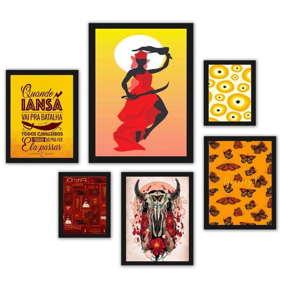 Imagem de Composição 6 Quadros Decorativos Iansã Orixá - com vidro