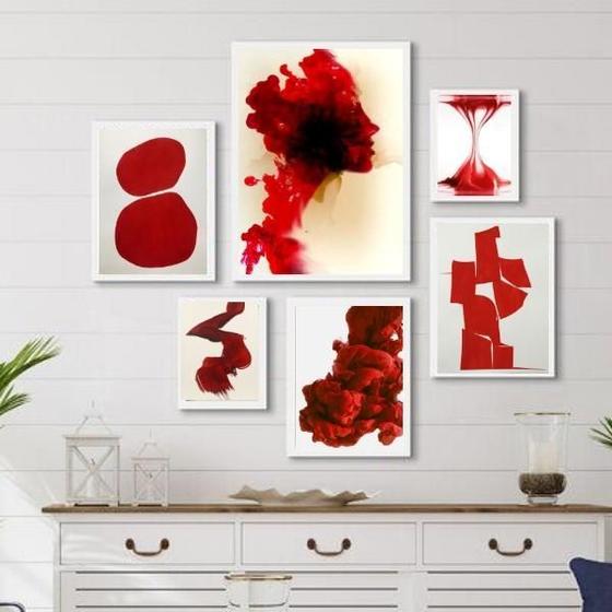 Imagem de Composição 6 Quadros Decorativos Vermelhos- Abstratos