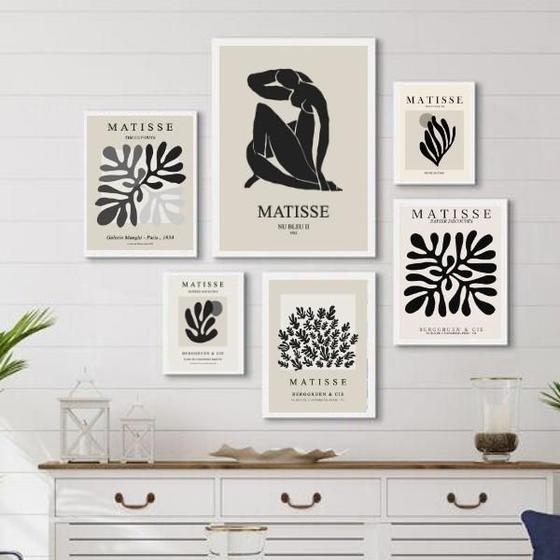 Imagem de Composição 6 Quadros Obras Matisse- Preto E Branco - Vidro