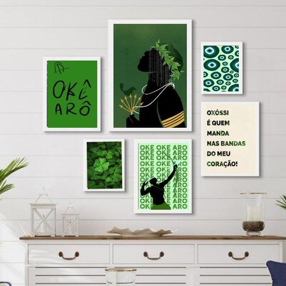 Imagem de Composição Quadros Decorativos OxóssiVerde - com vidro