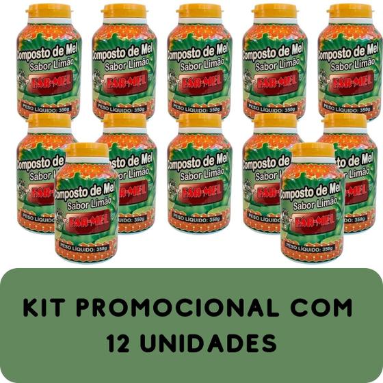 Imagem de Composto Antigripal Farmel Mel e Limão 350g Kit Promocional 12 Unidades