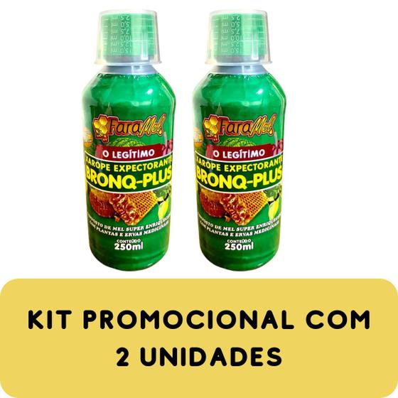 Imagem de Composto de Mel Super Enriquecido com Plantas e Ervas Medicinais Faramel Bronq-Plus Frasco 250ml Kit Promocional 2 Unida