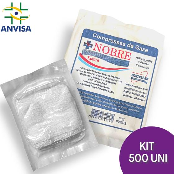 Imagem de Compressa De Gaze ESTÉRIL 13 Fios Hidrófila 500 Uni (50 pac c/ 10 gaze)
