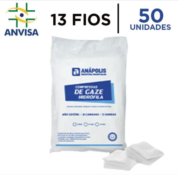 Imagem de Compressa de Gaze Hidrófila Não Estéril 13 fios pacote com 50 unidades