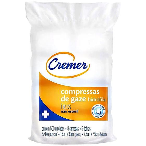 Imagem de Compressa Gaze Cremer Íris 9 fios 7.5x7.5cm - 500 unidades