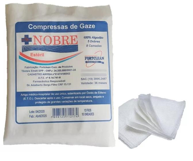 Imagem de Compressa Gaze Esteril 13 Fios 100 Pacotes C/10 Un - Nobre