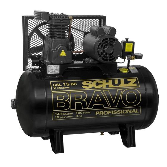 Imagem de Compressor ar 15 pes 100 litros 3cv mono/trif bravo schulz trifa