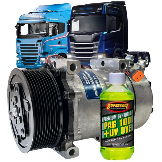 Imagem de Compressor Ar Cond Caminhão Scania 8275 8295 Polia 10pk 24v