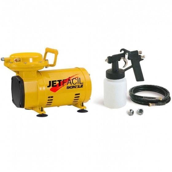 Compressor ar direto 2,3 pés com pistola e mangueira bivolt - JET FÁCIL - Schulz Menor preço em Compressor ar direto 2,3 pés com pistola e mangueira bivolt - JET FÁCIL - Schulz