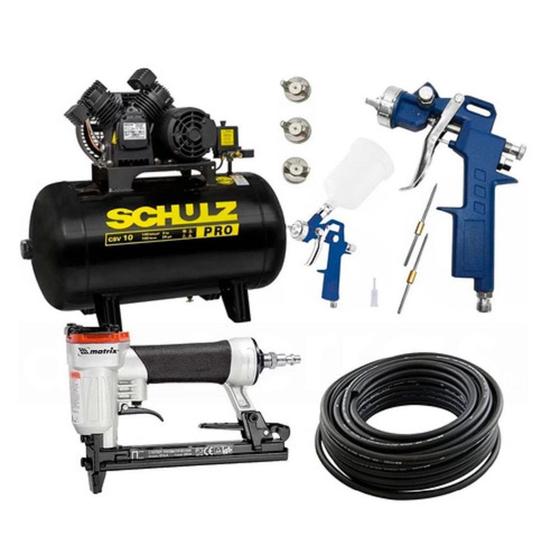 Compressor ar elétrico pro csv 10/100 schulz + acessórios Menor preço em Compressor ar elétrico pro csv 10/100 schulz + acessórios