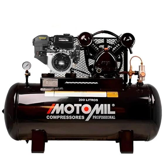 Imagem de Compressor Ar Gasolina 20 Pés 200 Litros CMV MOTOMIL Motor Partida Elétrica 10 HP TOYAMA