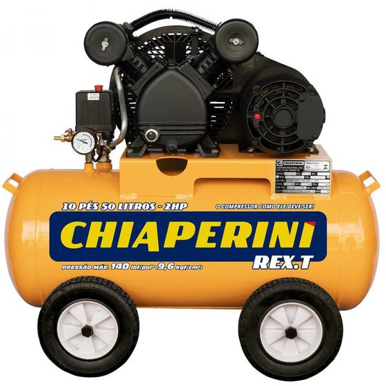 Imagem de Compressor Chiaperini Rex.T 10 50 Litros Monofásico 140 Psi 1526 Rpm