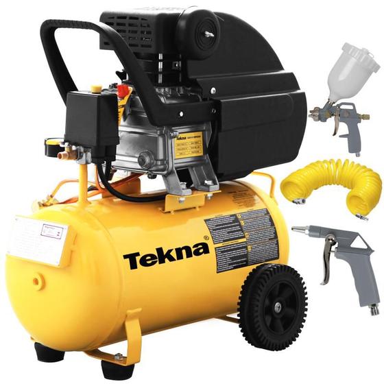 Compressor de Ar 2,0 HP 20 Litros 8,0 PÉS com Kit Multiuso CP8022 TEKNA Menor preço em Compressor de Ar 2,0 HP 20 Litros 8,0 PÉS com Kit Multiuso CP8022 TEKNA