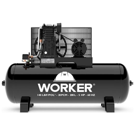 Imagem de Compressor De Ar 20Pcm 200L 140Psi 5Hp 220/380V Trif Worker