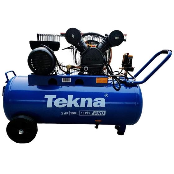 Imagem de Compressor de Ar 3 HP 100L 15 Pés 2 Pistões com Rodas CP150100P TEKNA