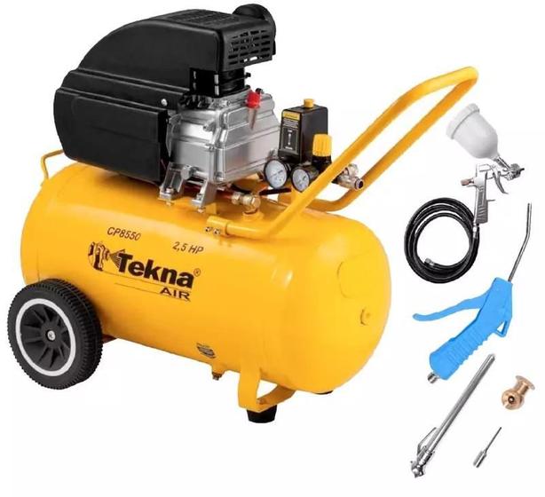 Imagem de Compressor De Ar 50 Litros 2,5 Hp 8,5 Pés Cp8550 Tekna + Kit